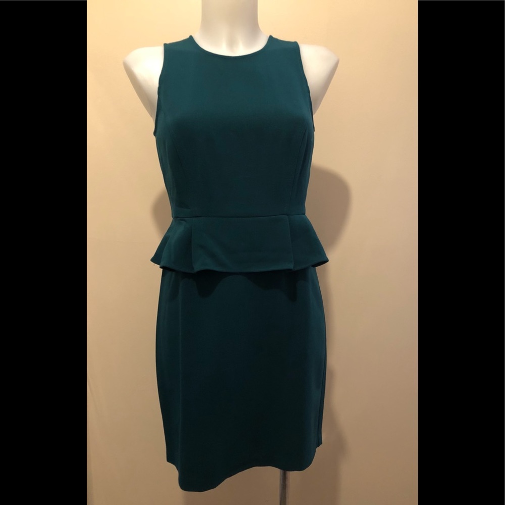 ANN TAYLOR LOFT PEPLUM HUNTER GREEN DRESS👗2P - Picture 3 of 14